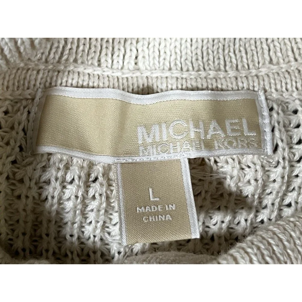 MICHAEL KORS Womens Large Cowl Neck Sweater White Cream New With Tags